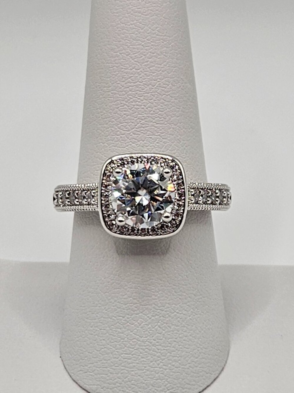 925 Sterling Silver Moissanite Halo Engagement Ring 2.0ctw VVS1 D Size 8